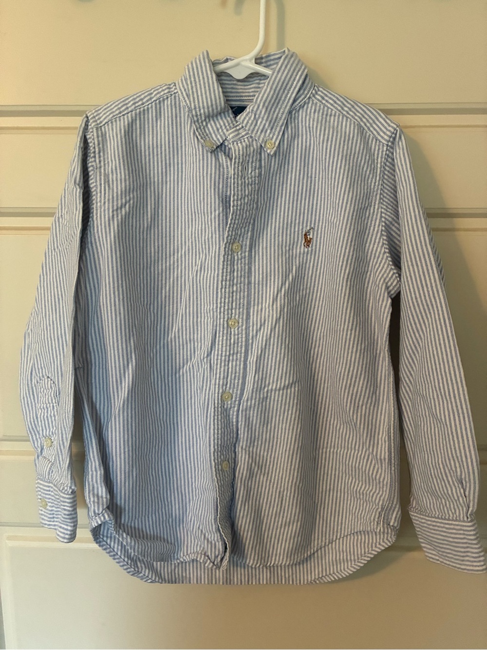 Ralph Lauren Light Blue and White Striped Button-Down Shirt